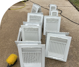 Air vent cleaning service after washing and brush