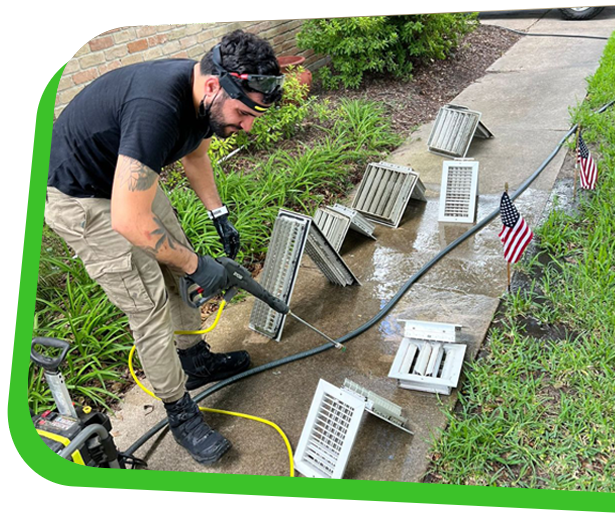 Our team of air vent cleaning service in action