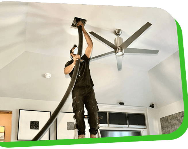 Professional air duct cleaning services in Houston, TX, at work.