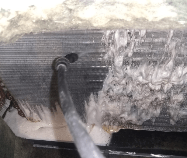 Showing the process for coil cleaning